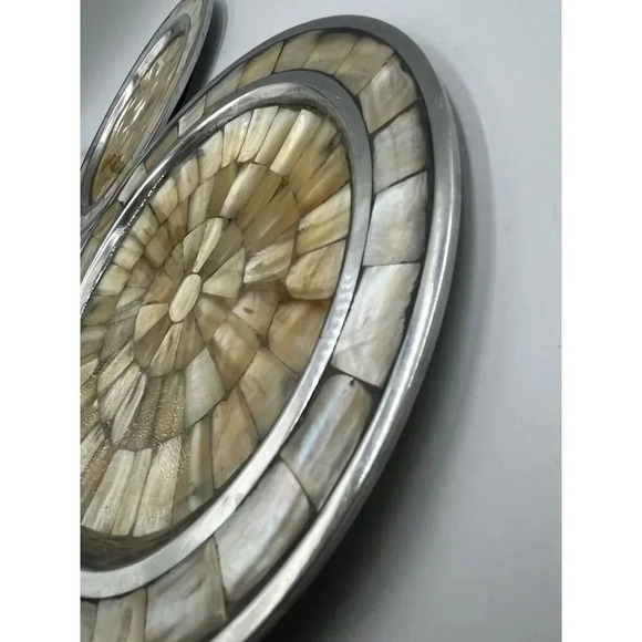 Julia Knight Mother Of Pearl Plates/Silver/2005/7.5”/India/Set Of 4/Snack/Salad - Picture 10 of 11